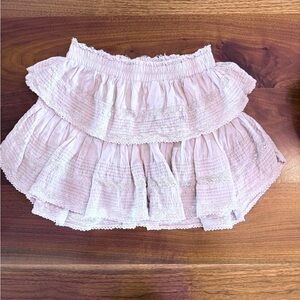 Love Shack Fancy Ruffle Mini Heritage Skirt in Pale Lavender, Size XS